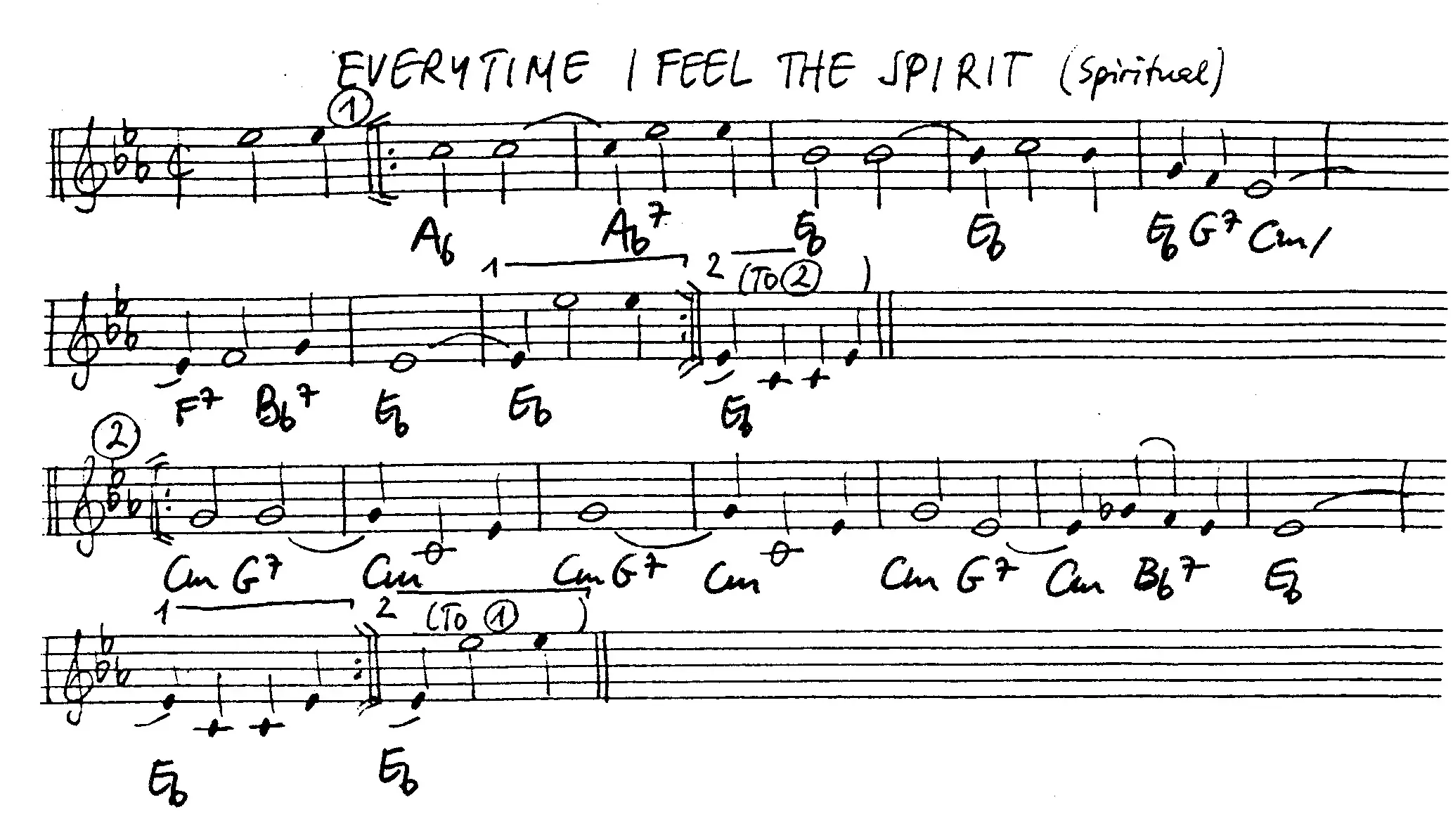 everytime i feel the spirit free jazz leadsheet - Courtesy of the Jungle Jazz Band